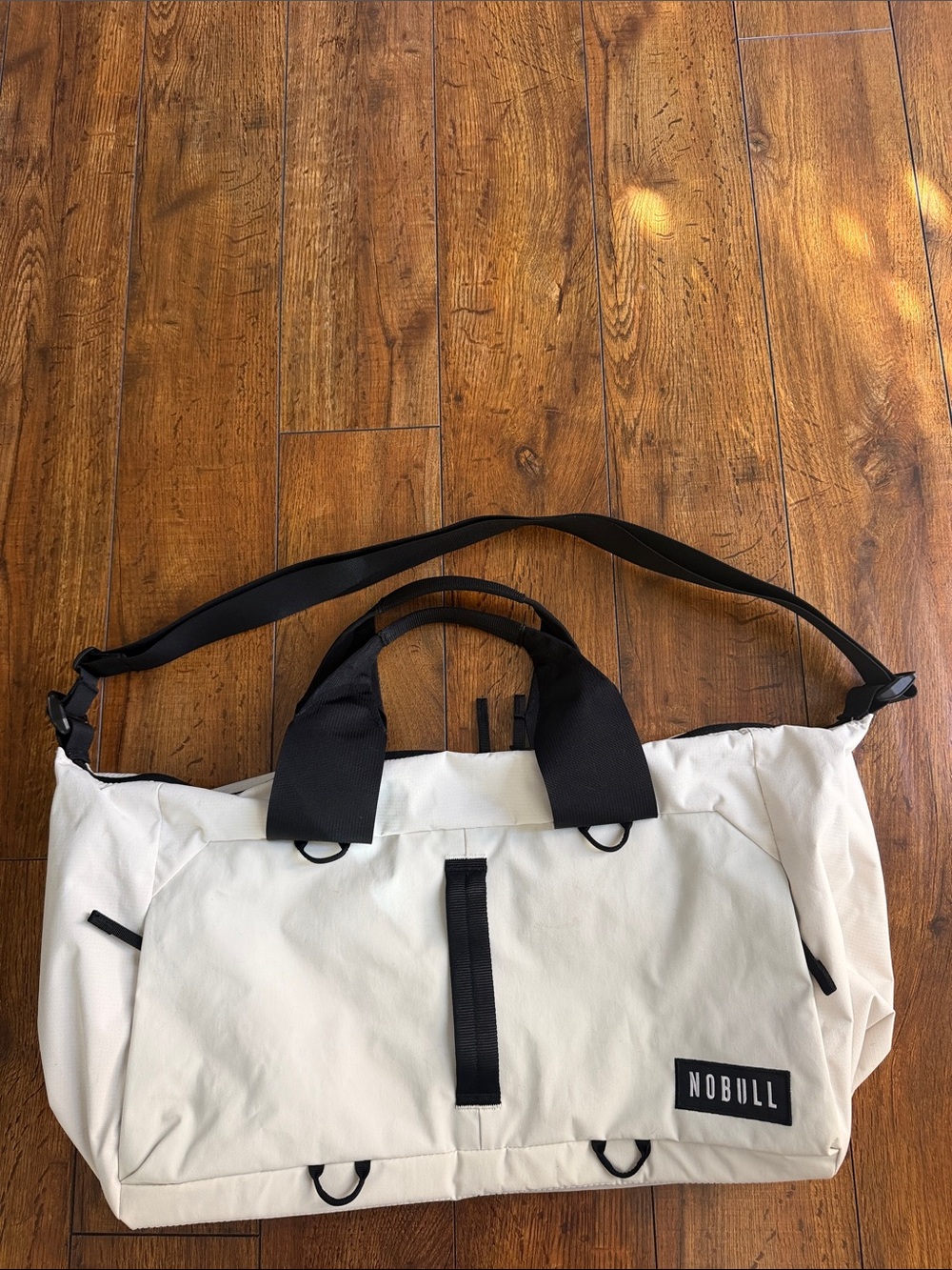 NOBULL White Duffel Bag with Black Straps